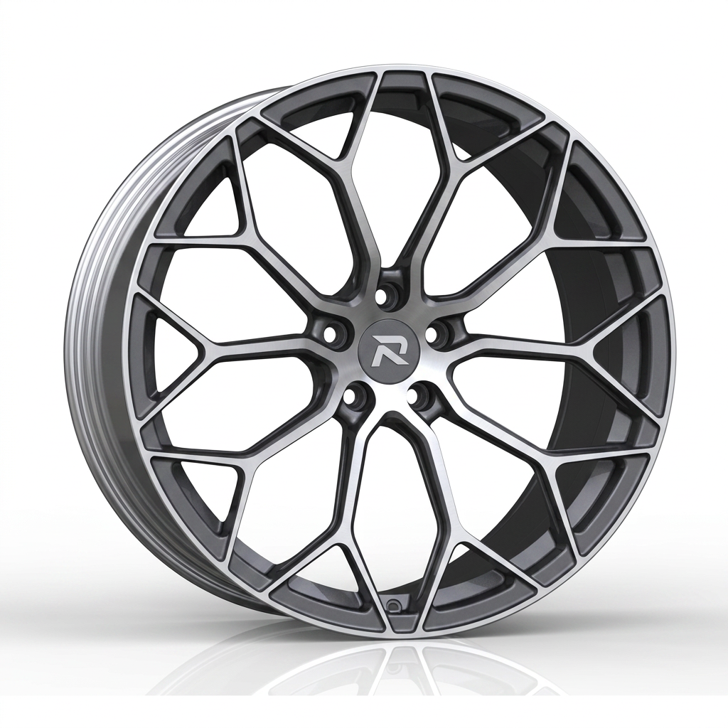 RZR CLXXXVIII forged wheel — Graphite Machined / Polished Lip