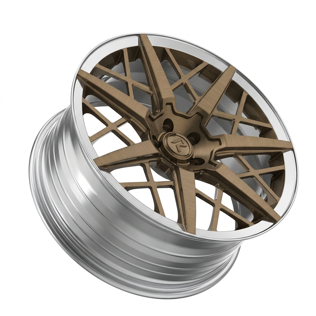 RZR LXXII forged wheel — Brushed Bronze / Polished Lip