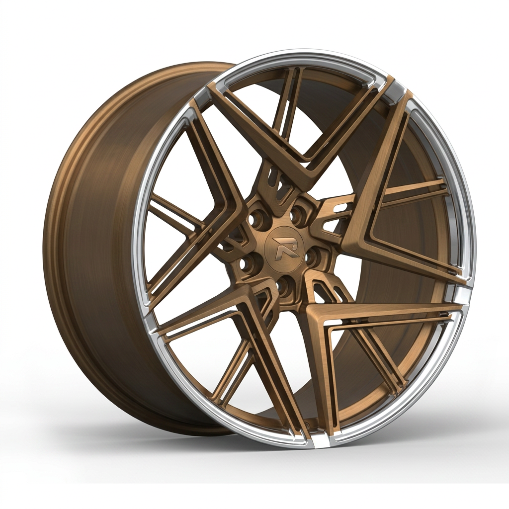 RZR CXXXII forged wheel — Brushed Bronze / Polished Lip