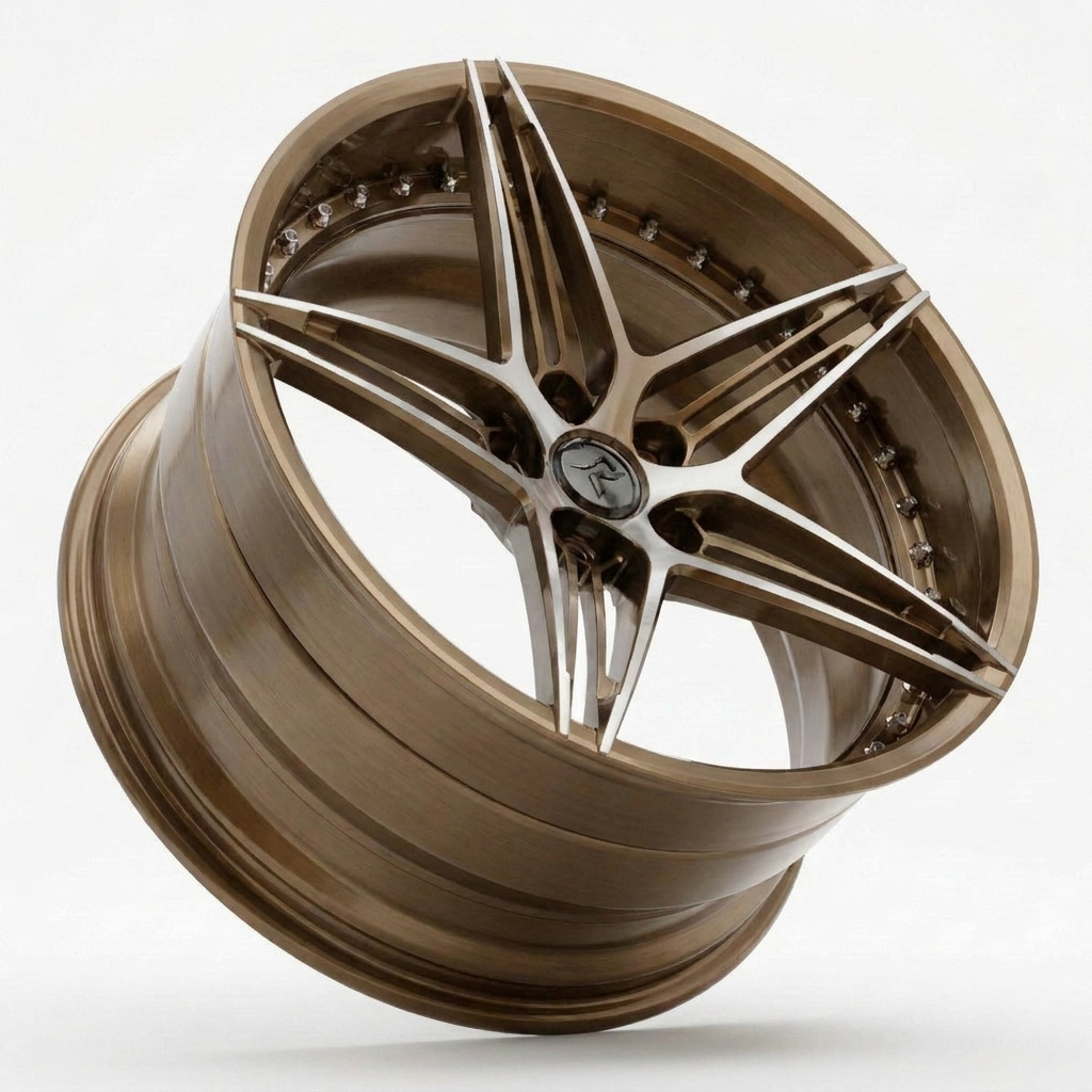 RZR VII forged wheel — Brushed Bronze / Polished Spoke Edges