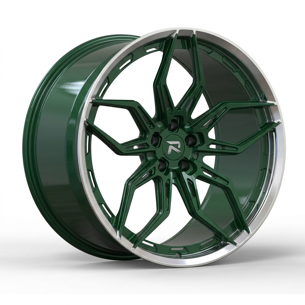 RZR CL forged wheel — British Racing Green / Polished Lip
