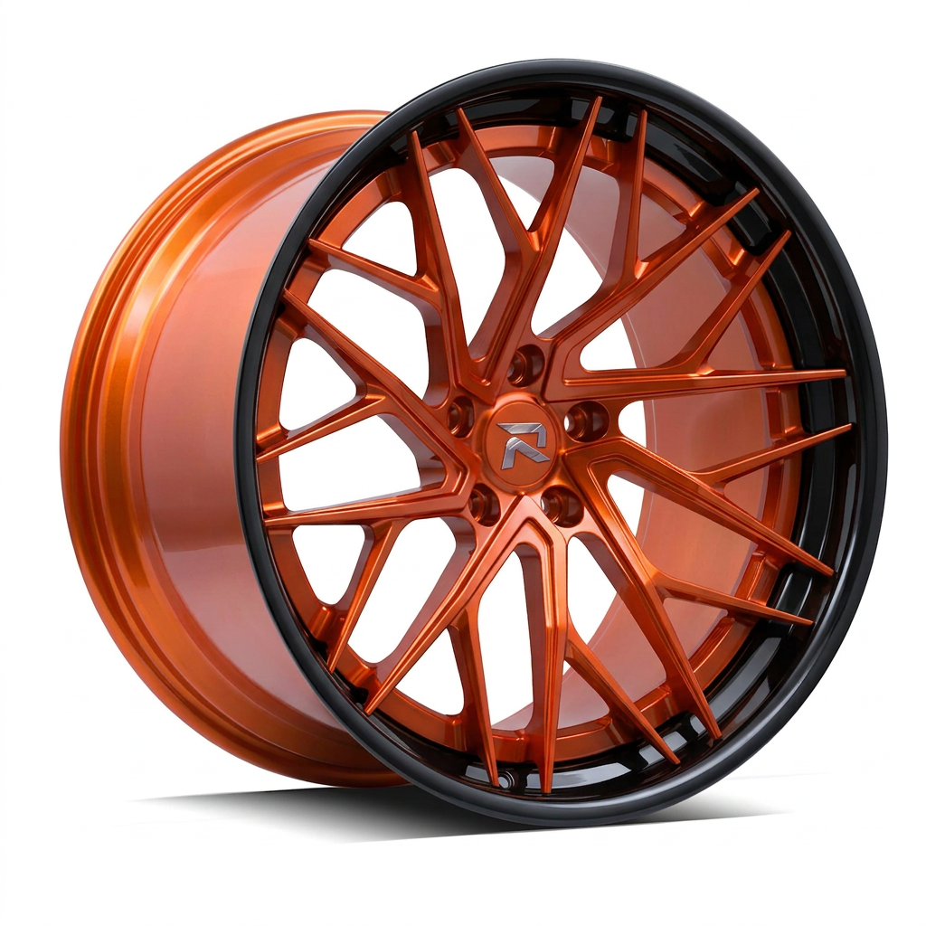 RZR XCIII forged wheel — Candy Orange / Gloss Black Lip