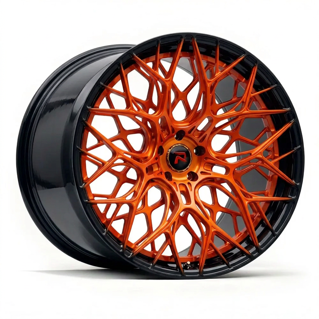 RZR LIII forged wheel — Candy Orange / Gloss Black Lip