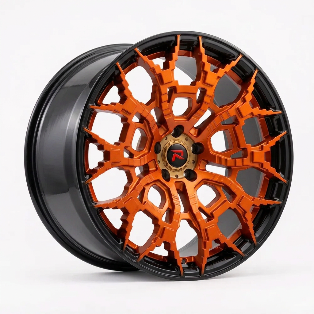 RZR XLIX forged wheel — Candy Orange / Gloss Black Lip