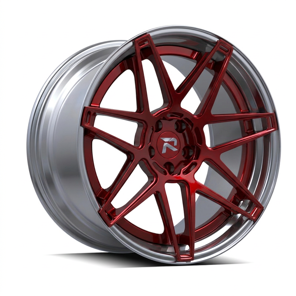 RZR XCVIII forged wheel — Candy Red / Polished Lip