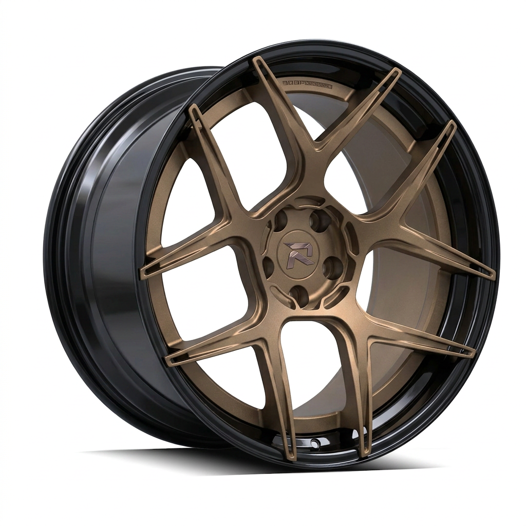 RZR CVIII forged wheel — Satin Bronze / Gloss Black Lip
