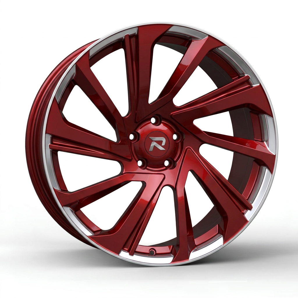 RZR CLIX forged wheel — Candy Red / Polished Lip