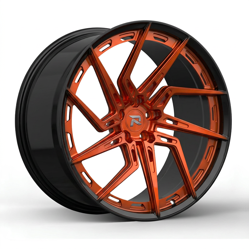 RZR CC forged wheel — Candy Orange / Gloss Black Lip