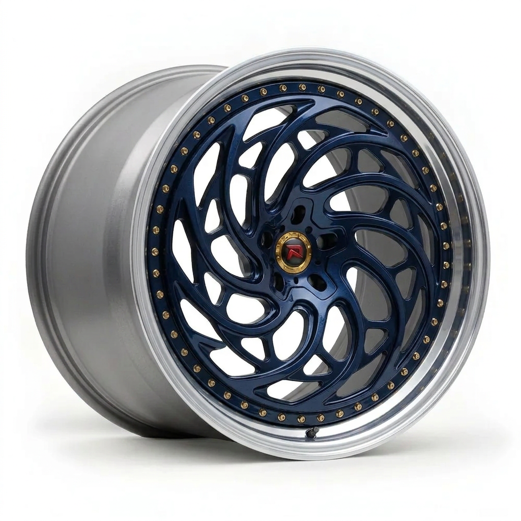 RZR XXVIII forged wheel — Midnight Blue Pearl / Polished Lip