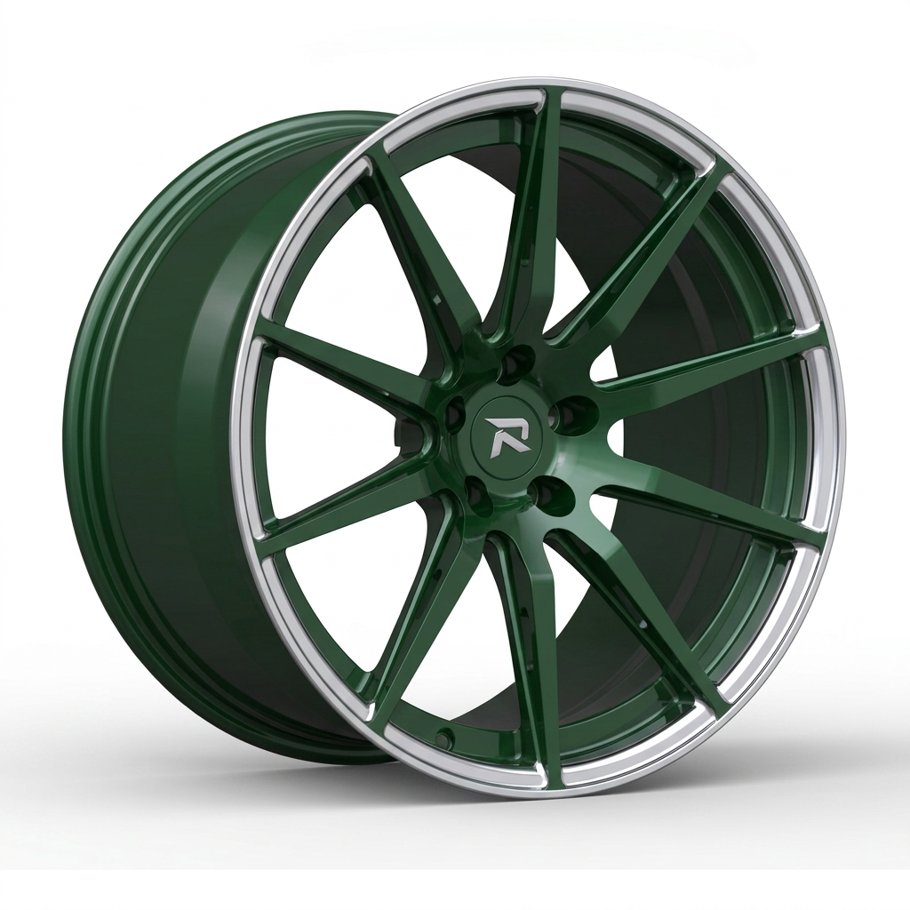 RZR CXCVIII forged wheel — British Racing Green / Polished Lip