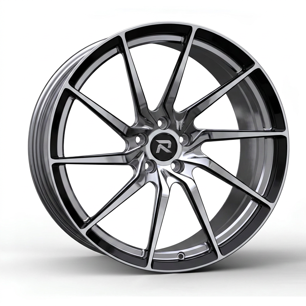 RZR CCIV forged wheel — Liquid Silver Chrome / Black Accents