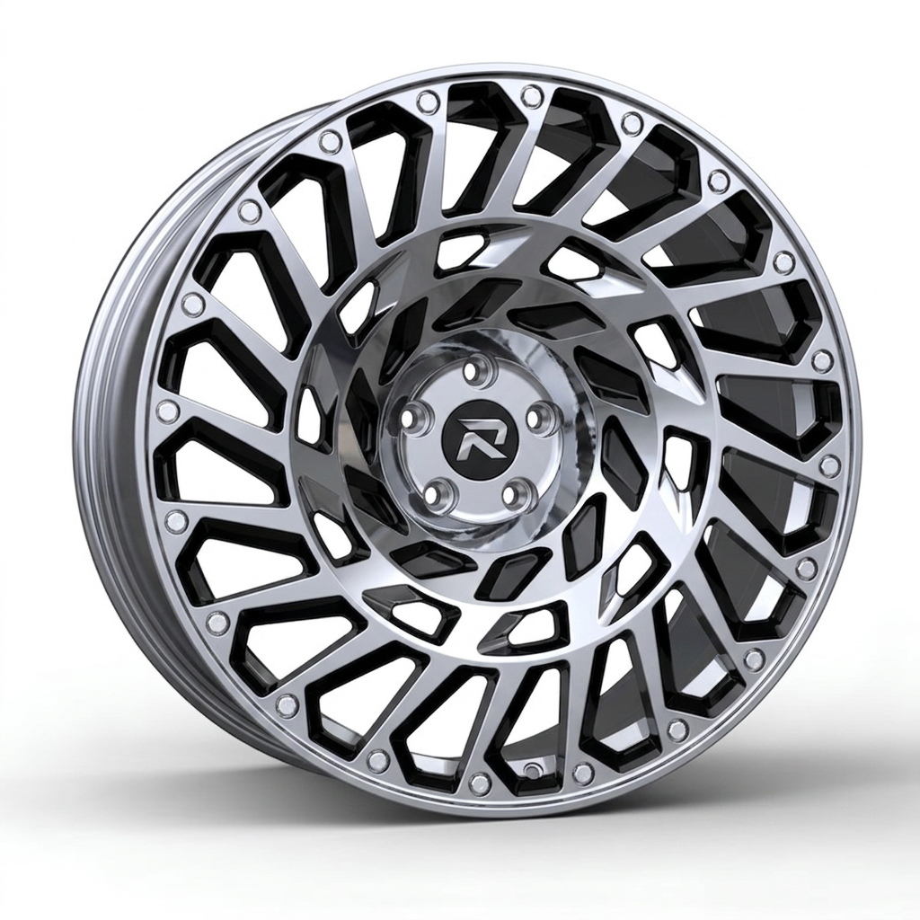 RZR CLXXIX forged wheel — Liquid Silver Chrome / Black Accents