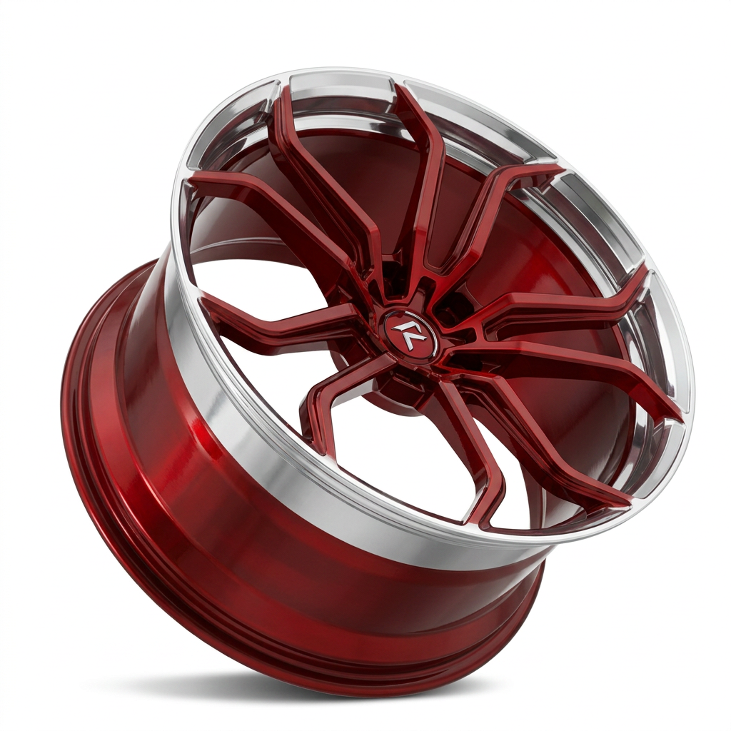 RZR LXXVII forged wheel — Candy Red / Polished Lip
