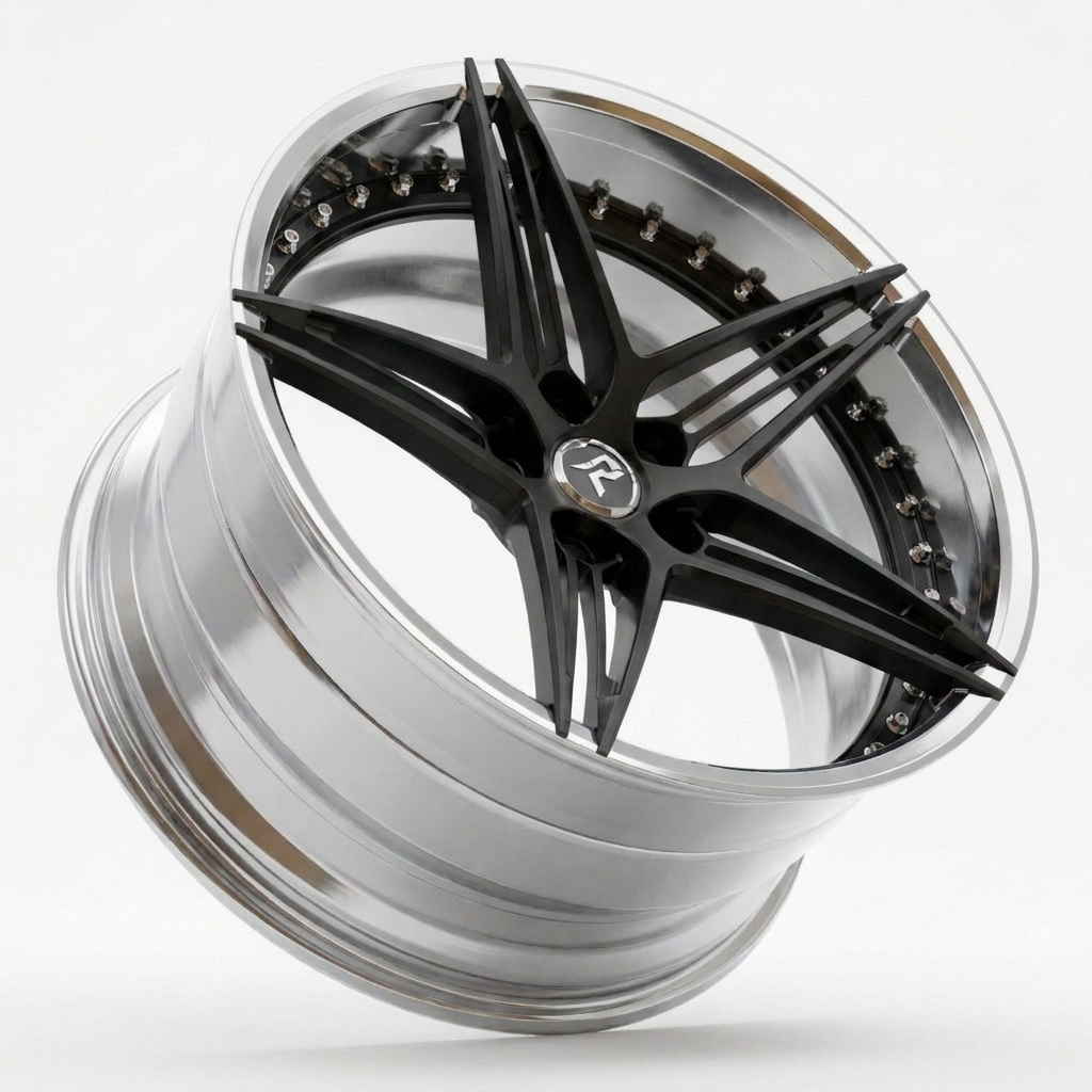 RZR VII custom forged wheel in Satin Black Face / Polished Lip & Barrel