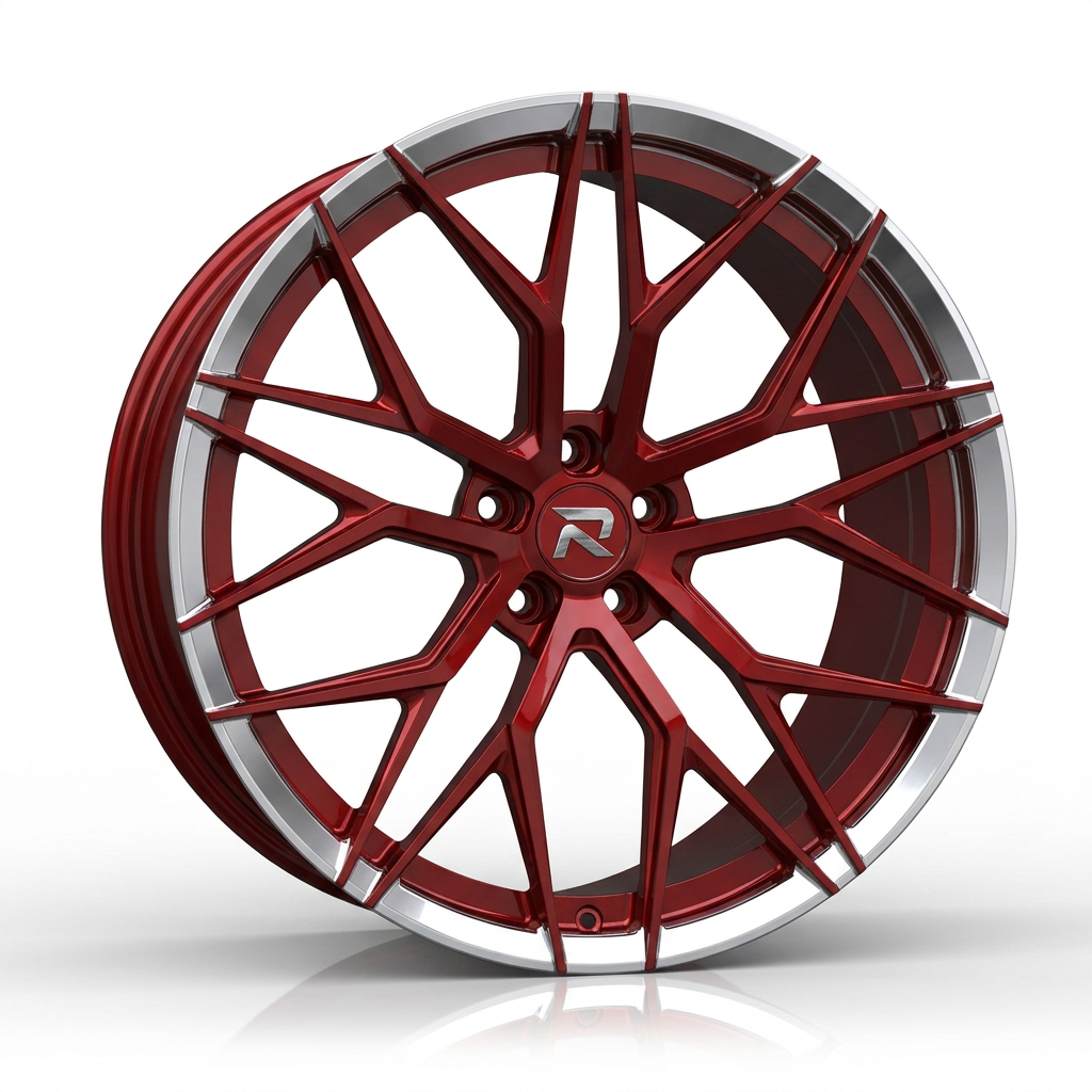 RZR CXXIX forged wheel — Candy Red / Polished Lip