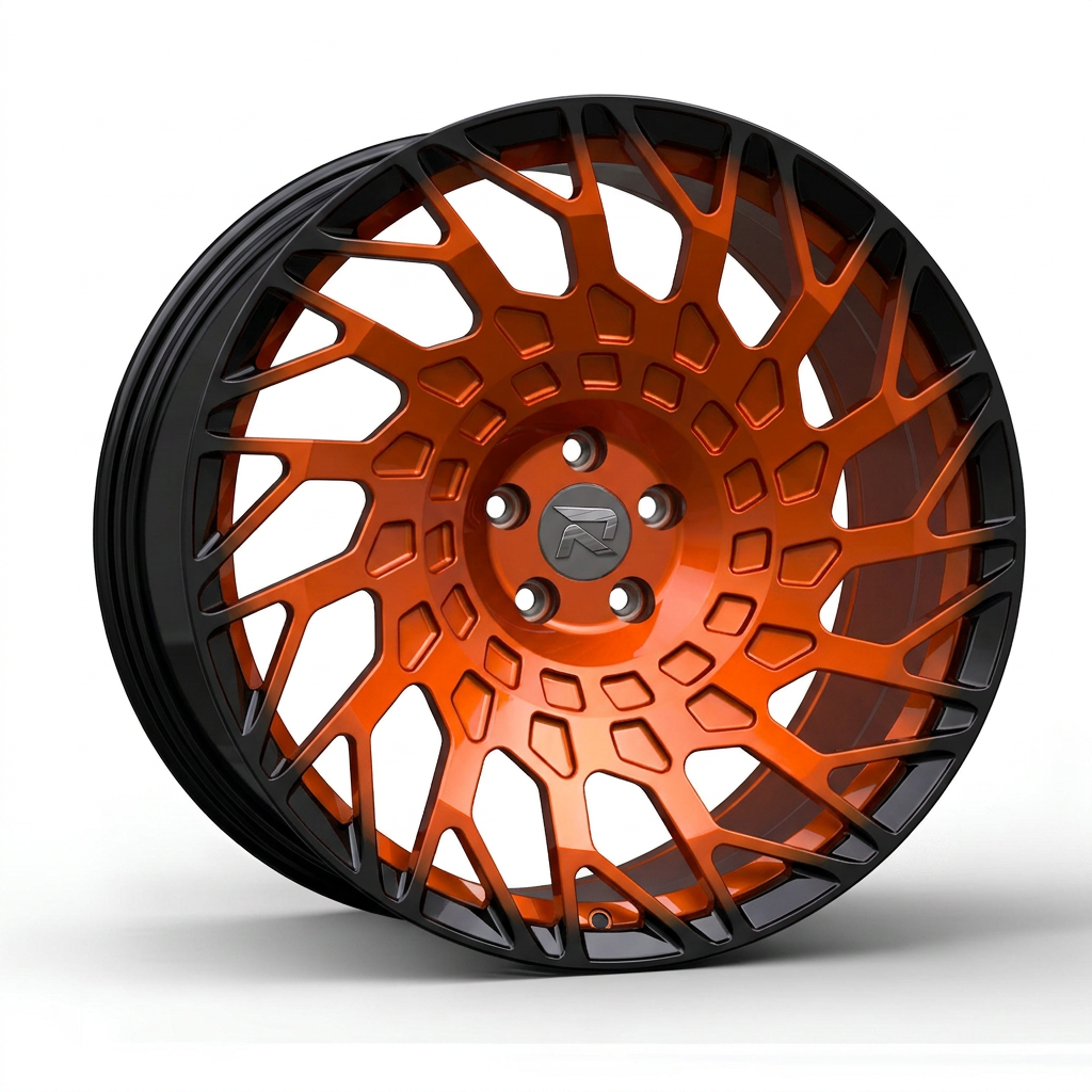 RZR CXLVII forged wheel — Candy Orange / Gloss Black Lip