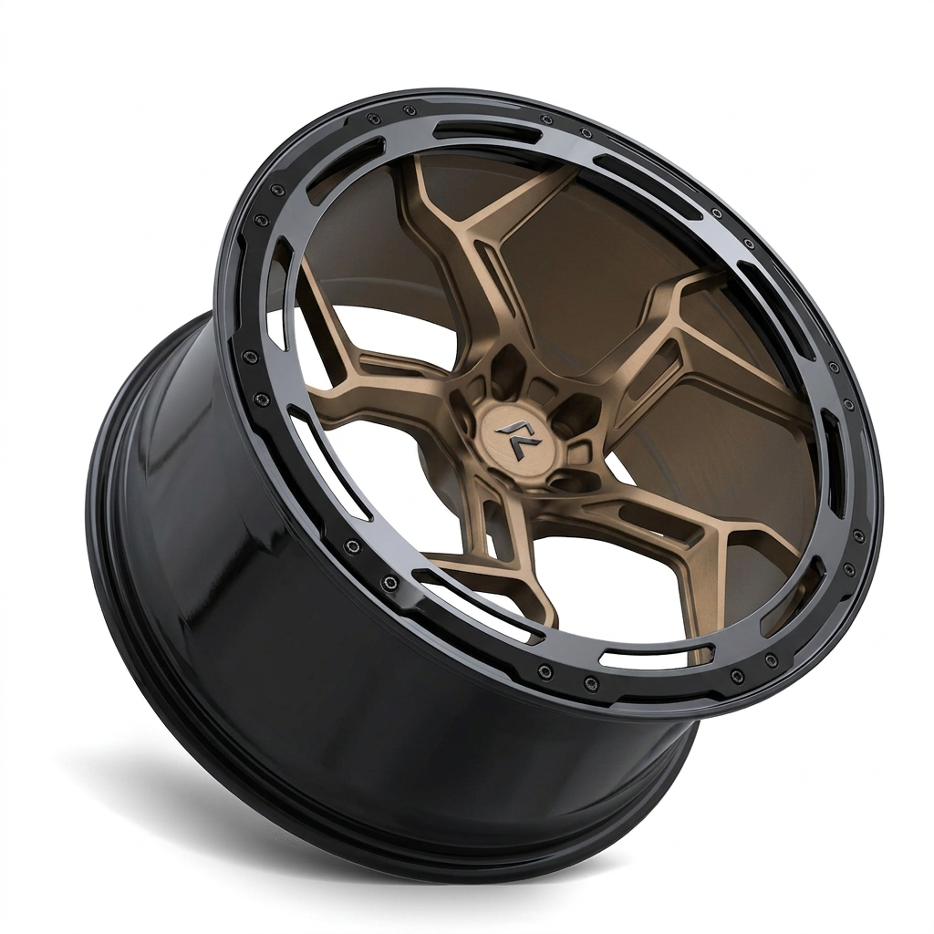 RZR LXXXVIII forged wheel — Satin Bronze / Gloss Black Lip