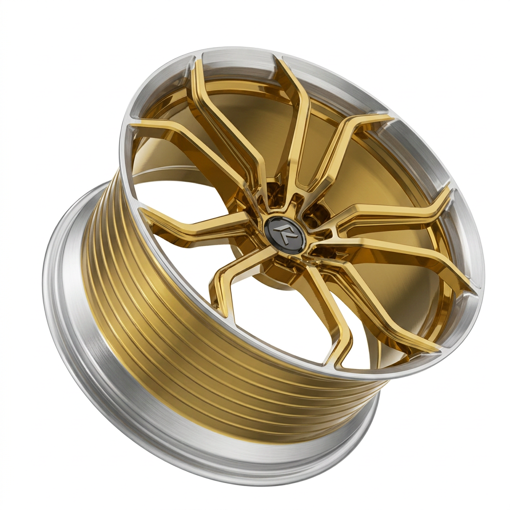 RZR LXXVII forged wheel — Gloss Gold / Machined Lip