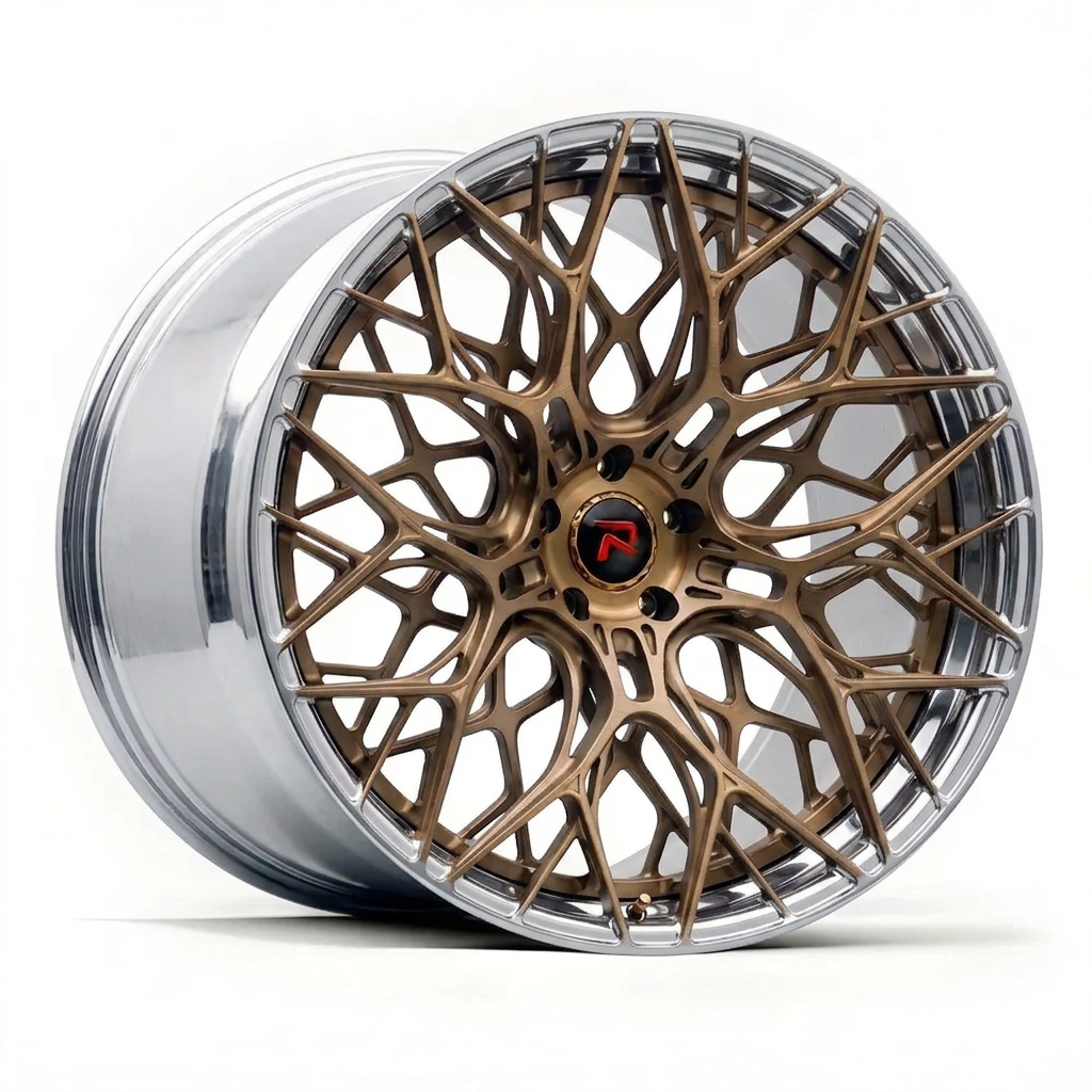 RZR LIII forged wheel — Brushed Bronze / Polished Lip