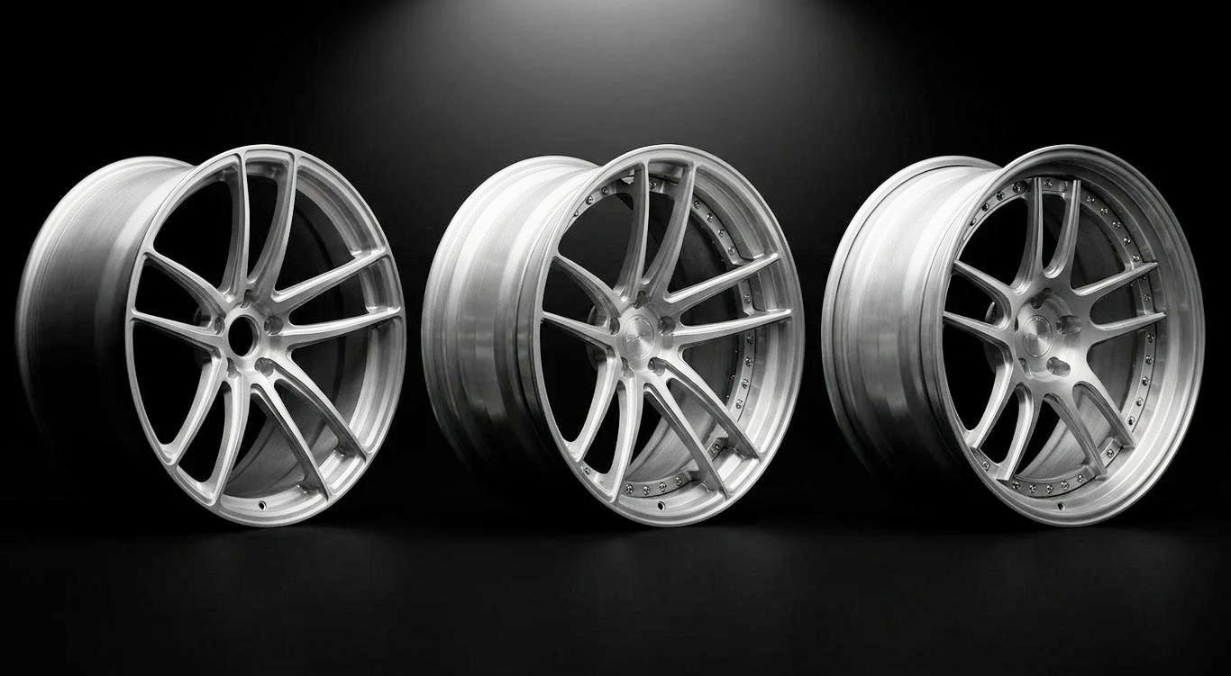 Three forged wheels — monoblock, 2-piece and 3-piece