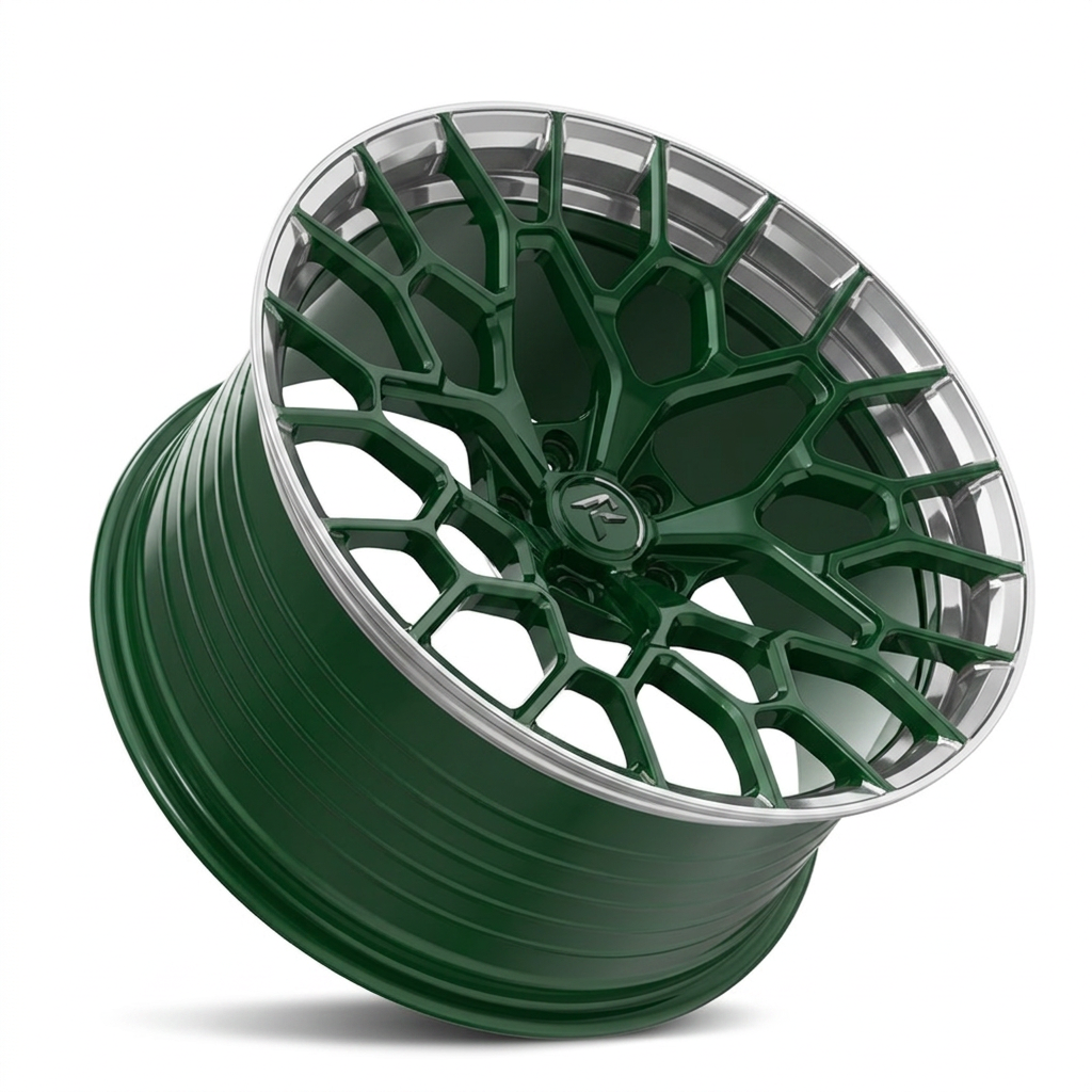 RZR LXXXIII forged wheel — British Racing Green / Polished Lip