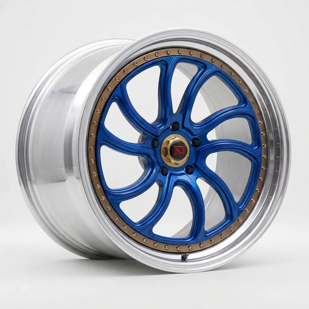 RZR XXXV forged wheel — Candy Blue / Polished Lip