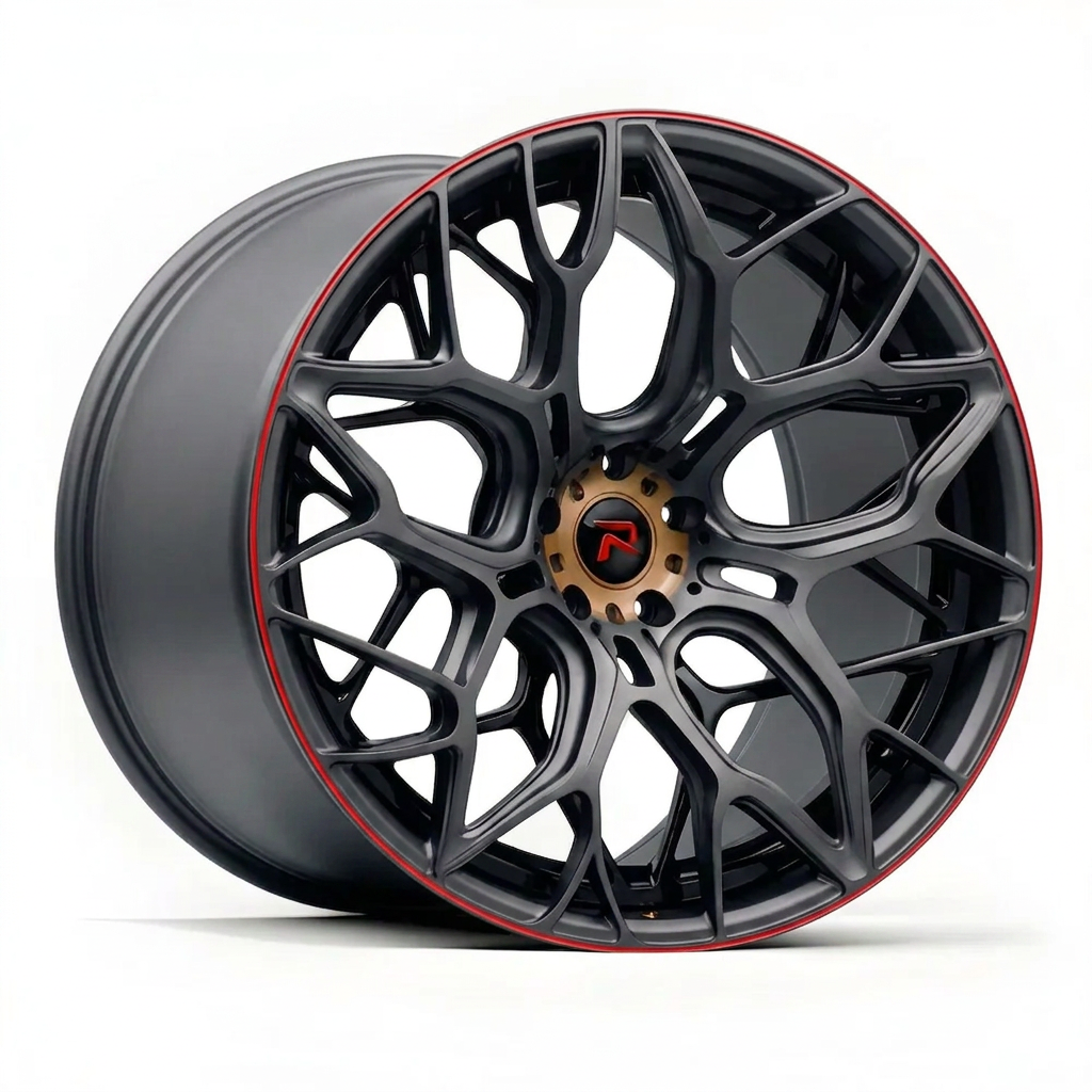 RZR XLIII forged wheel — Gunmetal / Red Pinstripe