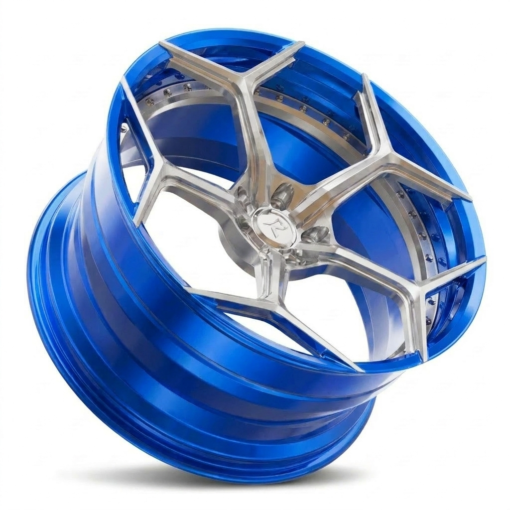 RZR VI custom forged wheel in Candy Blue / Polished Face