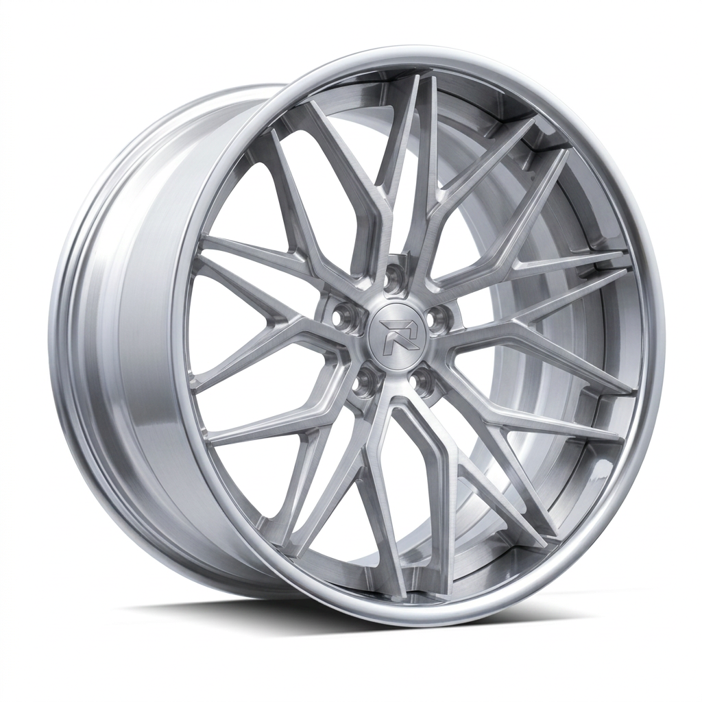 RZR XCV forged wheel — Brushed Silver / Polished Lip