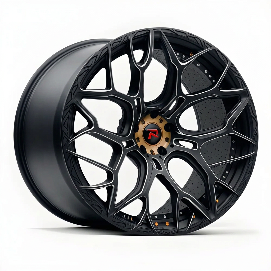 RZR XVII forged wheel — Matte Black / Milled Edges