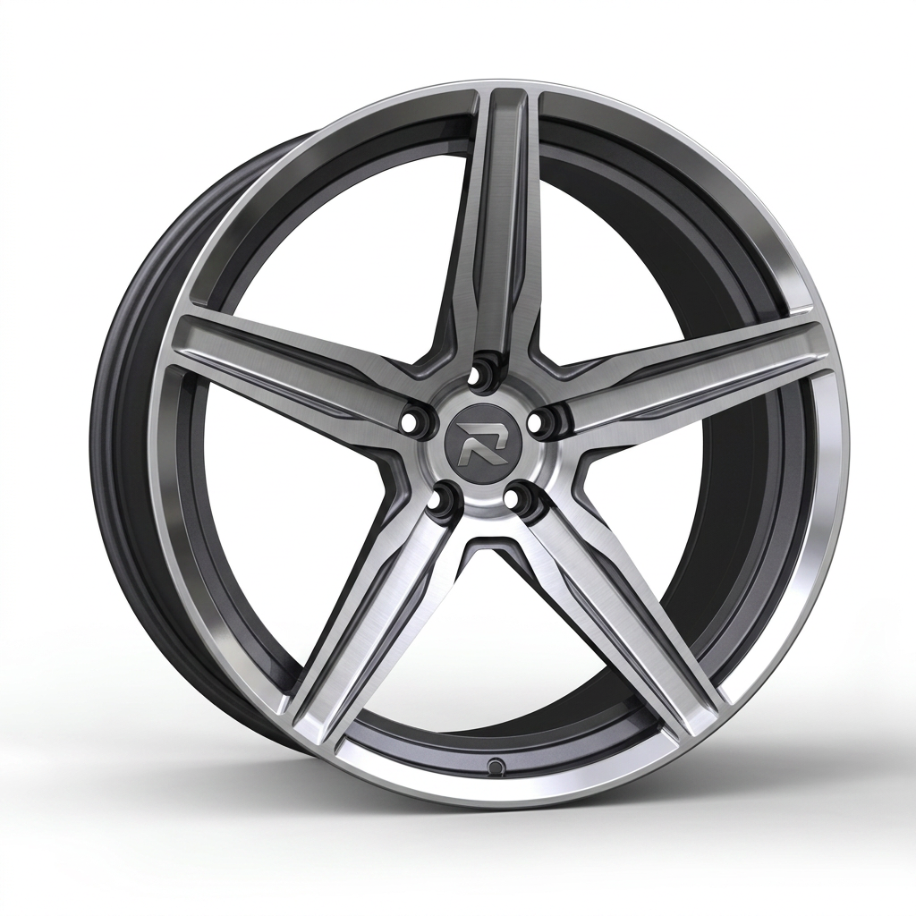 RZR CXXVIII forged wheel — Graphite Machined / Polished Lip