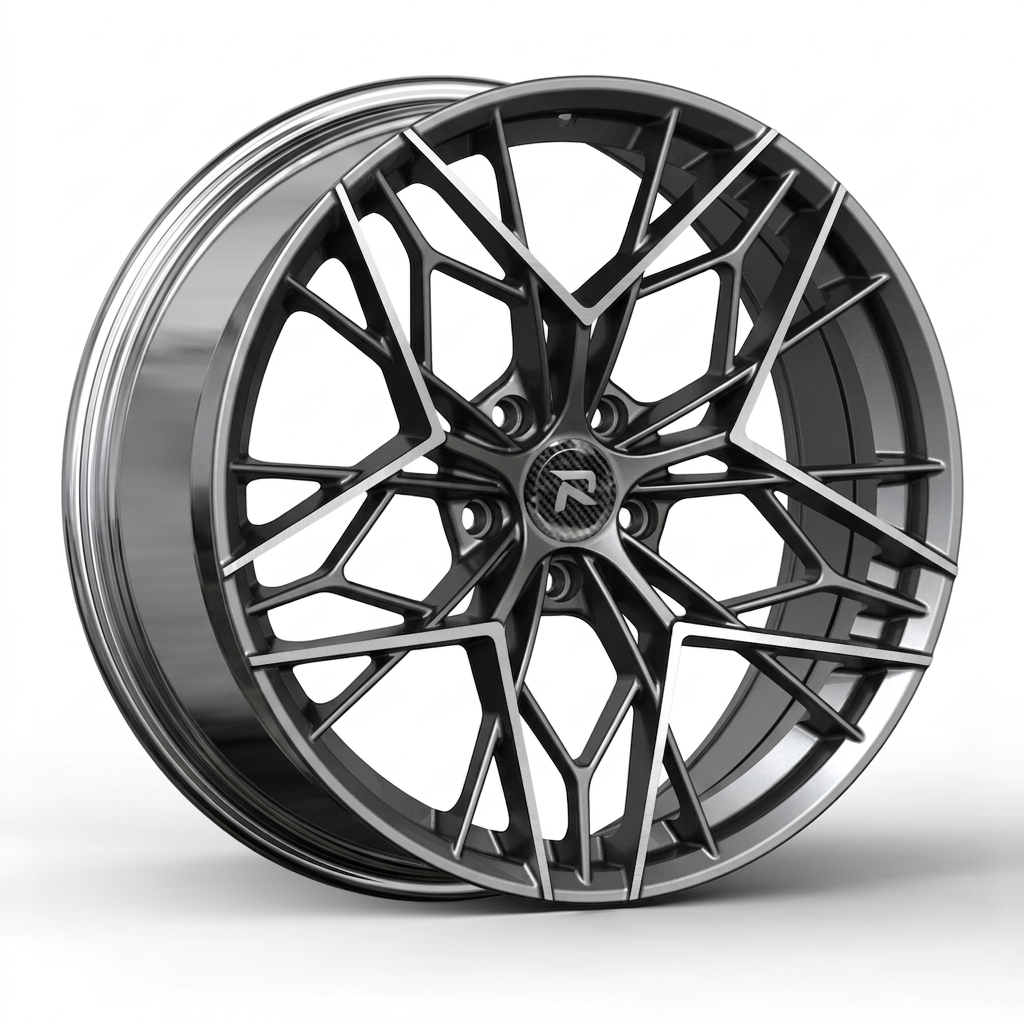 RZR CLVI forged wheel — Graphite Machined / Polished Lip