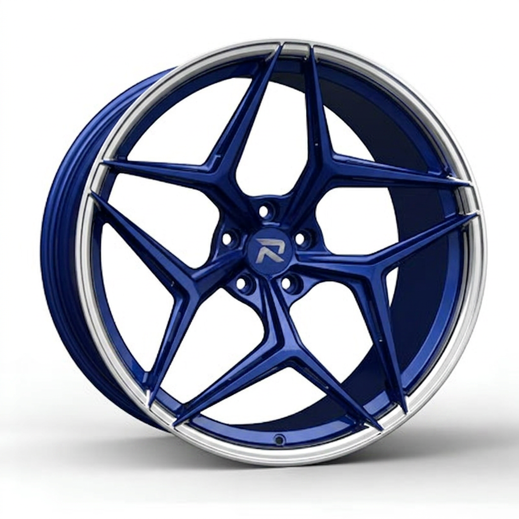 RZR CLXII forged wheel — Candy Blue / Polished Lip