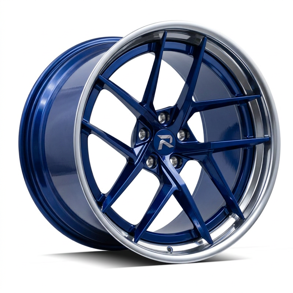 RZR CVII forged wheel — Candy Blue / Polished Lip