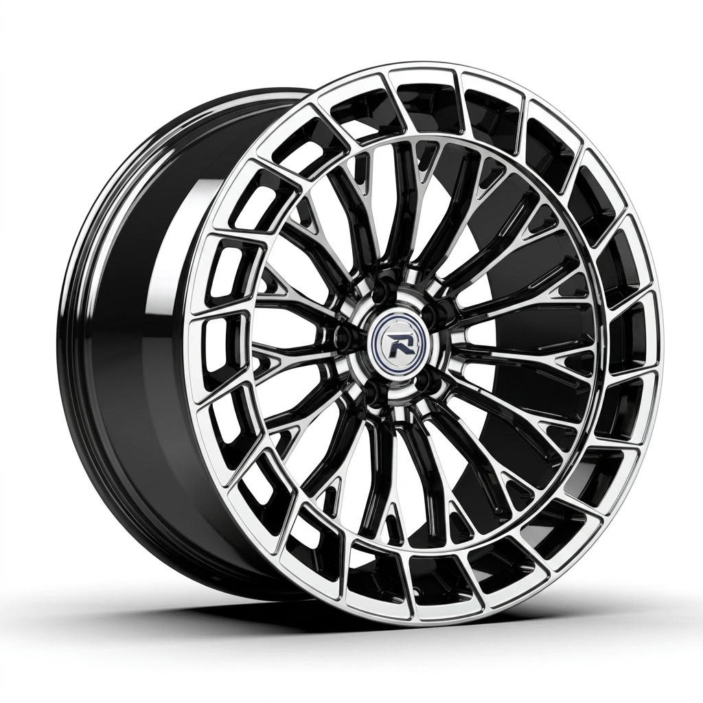 RZR CXIX forged wheel — Liquid Silver Chrome / Black Accents