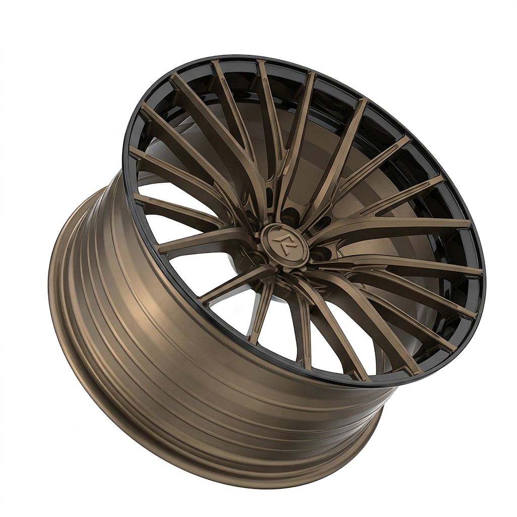 RZR LXXVI forged wheel — Satin Bronze / Gloss Black Lip