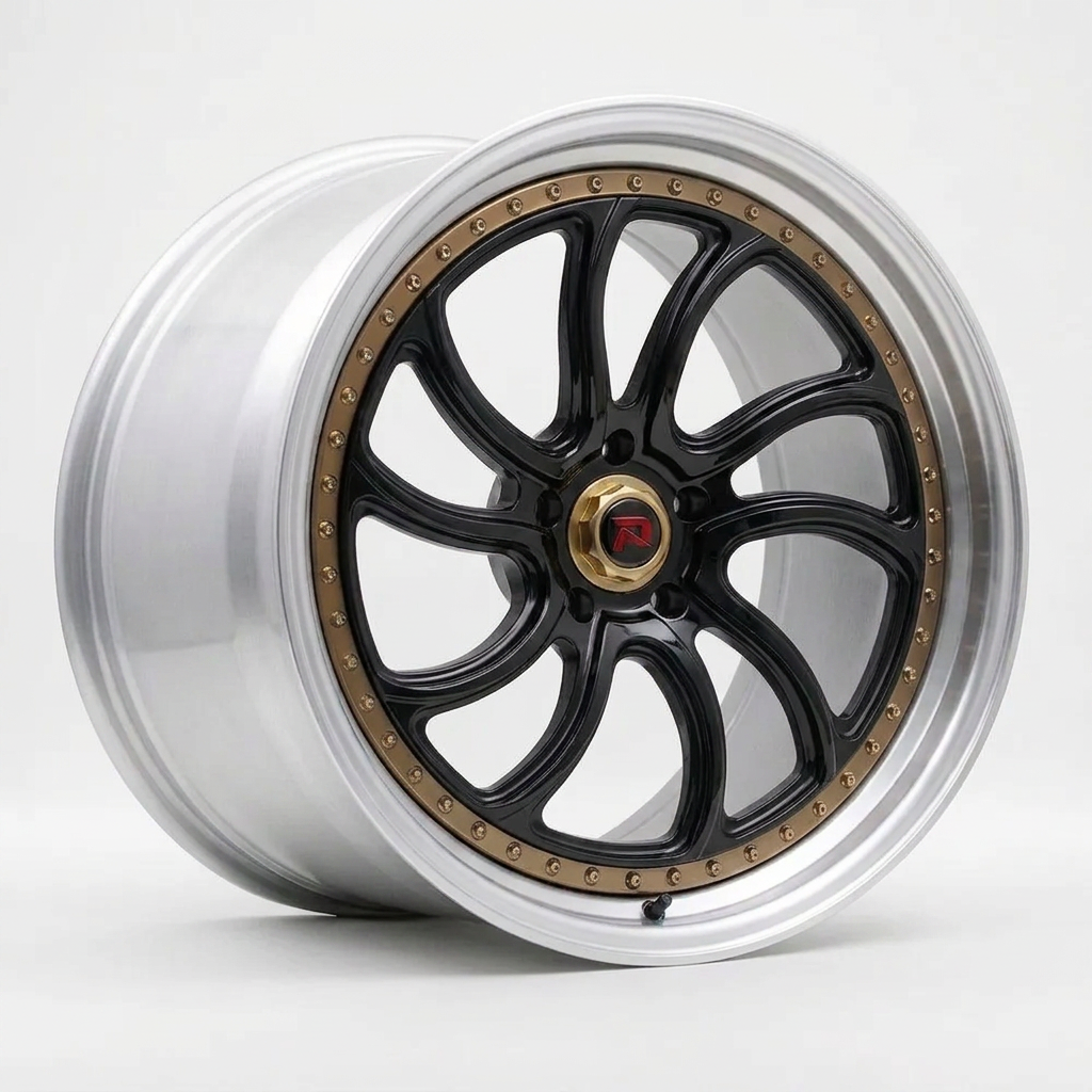 RZR XXXV forged wheel — Gloss Black / Polished Lip