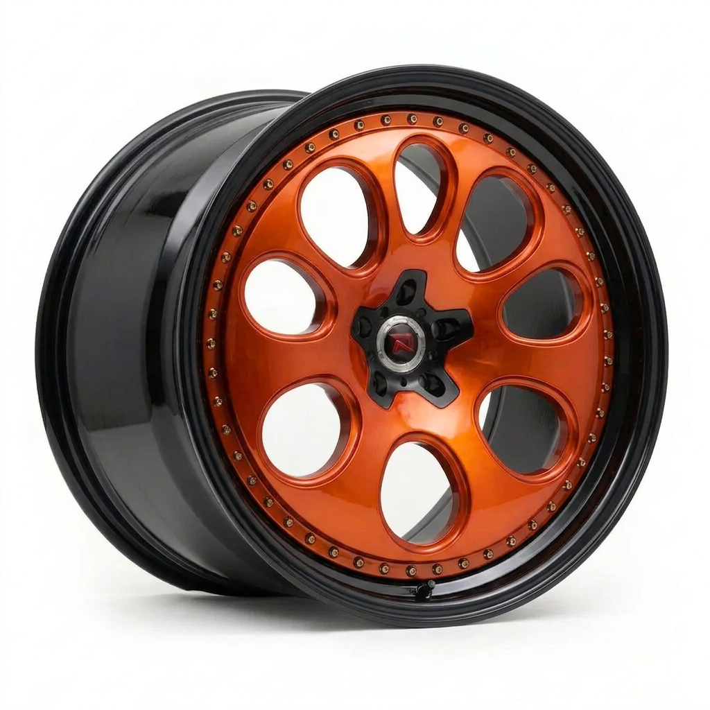 RZR XXIV forged wheel — Candy Orange / Gloss Black Lip