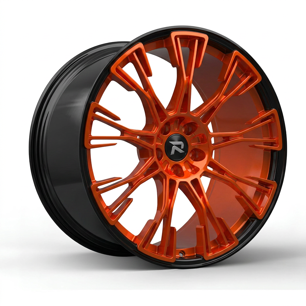RZR CLXXX forged wheel — Candy Orange / Gloss Black Lip