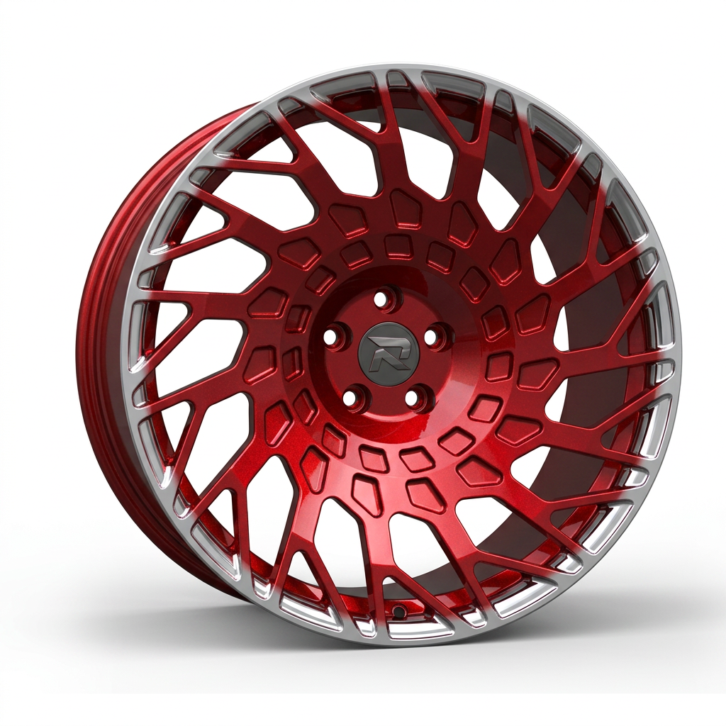 RZR CXLVII forged wheel — Candy Red / Polished Lip