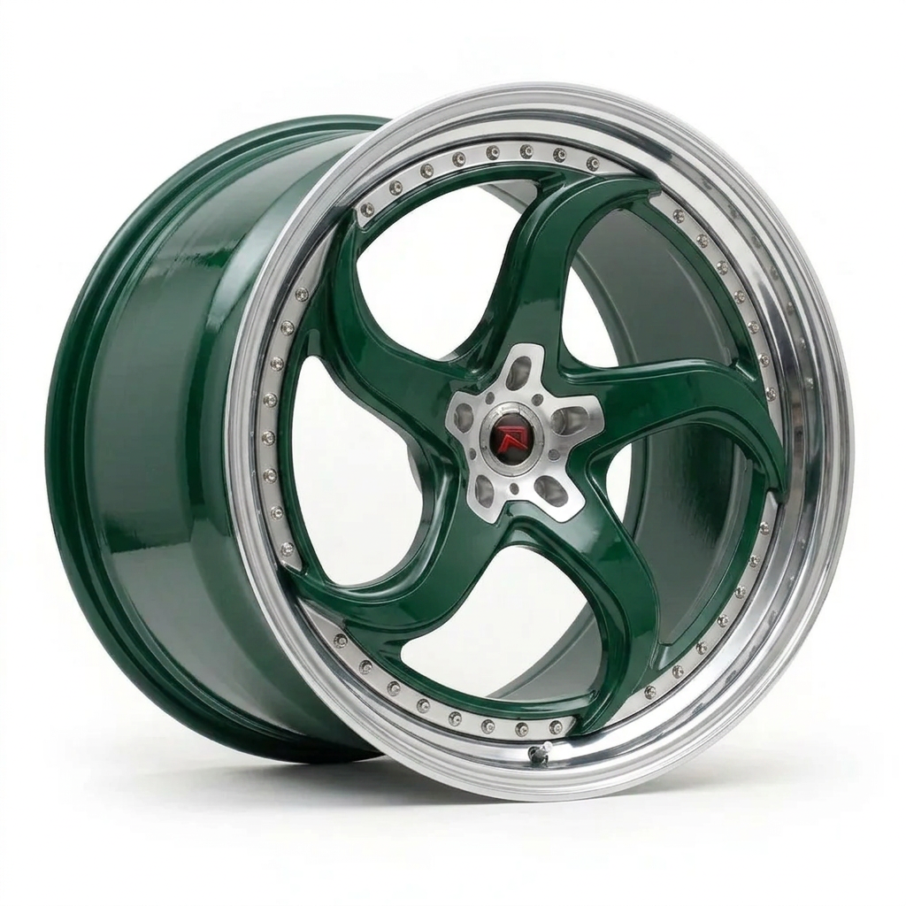 RZR XXVII forged wheel — British Racing Green / Polished Lip