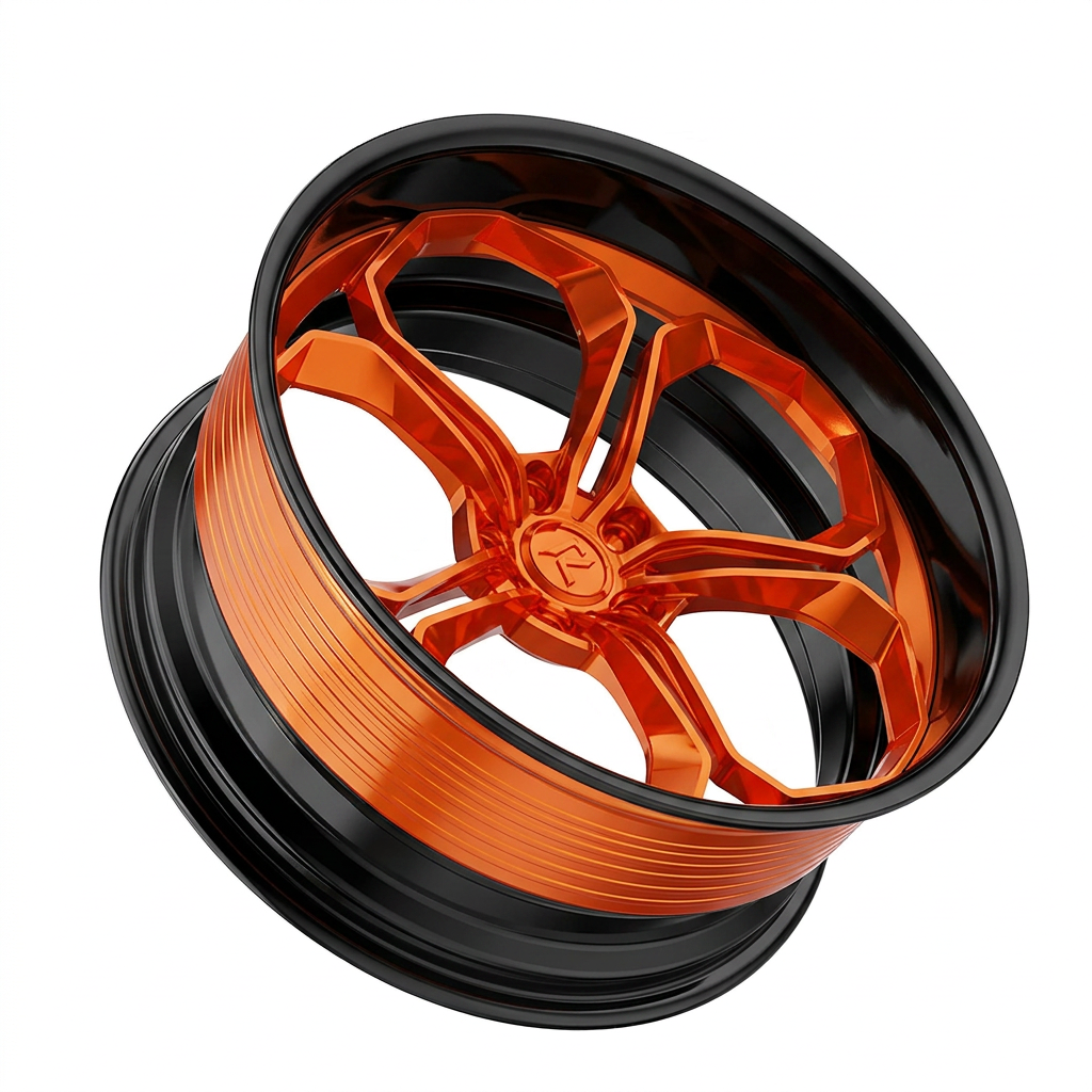 RZR LXIV forged wheel — Candy Orange / Gloss Black Lip