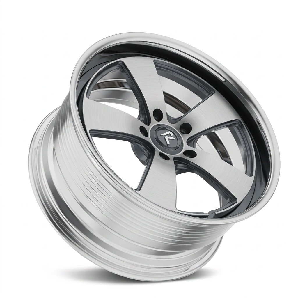 RZR LXVII forged wheel — Graphite Machined / Polished Lip
