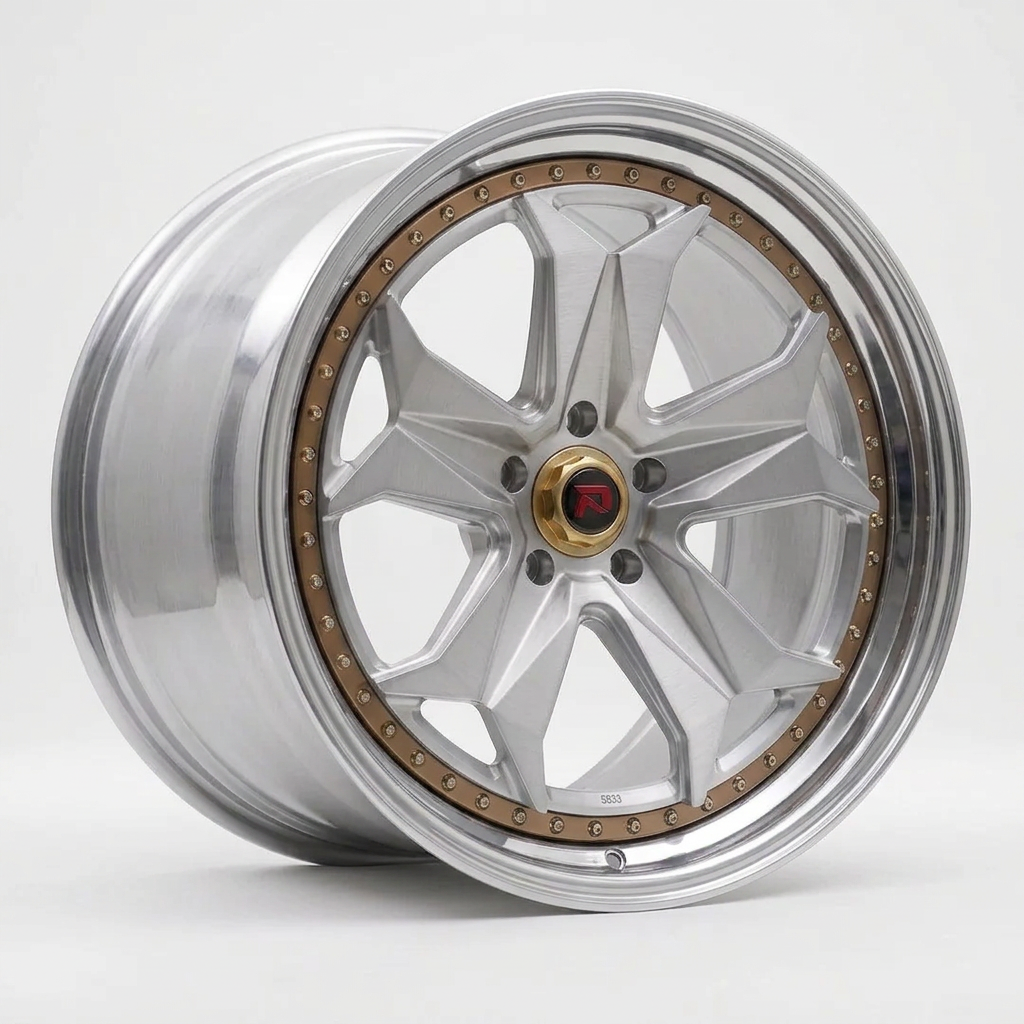 RZR XXXIV forged wheel — Brushed Silver / Polished Lip