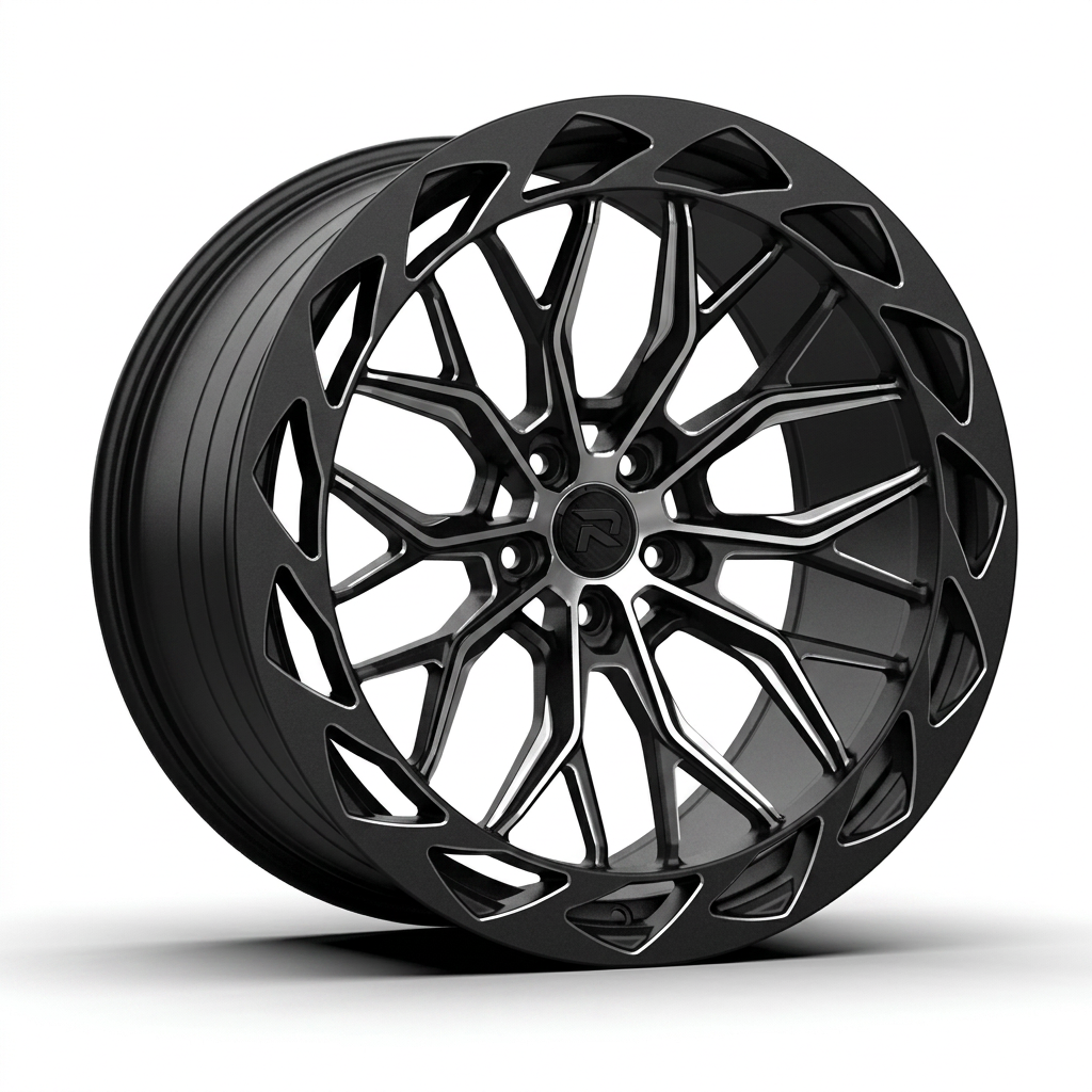 RZR CXXIII forged wheel — Matte Black / Milled Edges