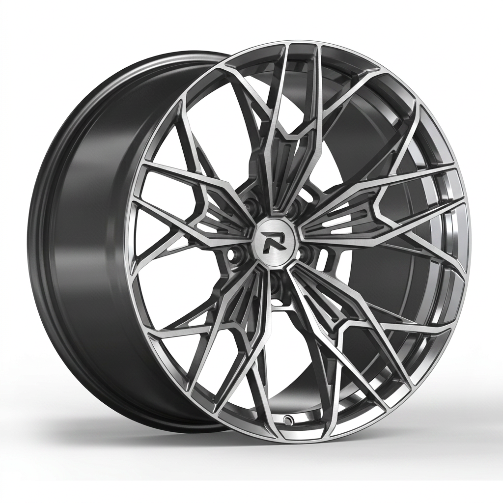 RZR CLXXXVI forged wheel — Graphite Machined / Polished Lip