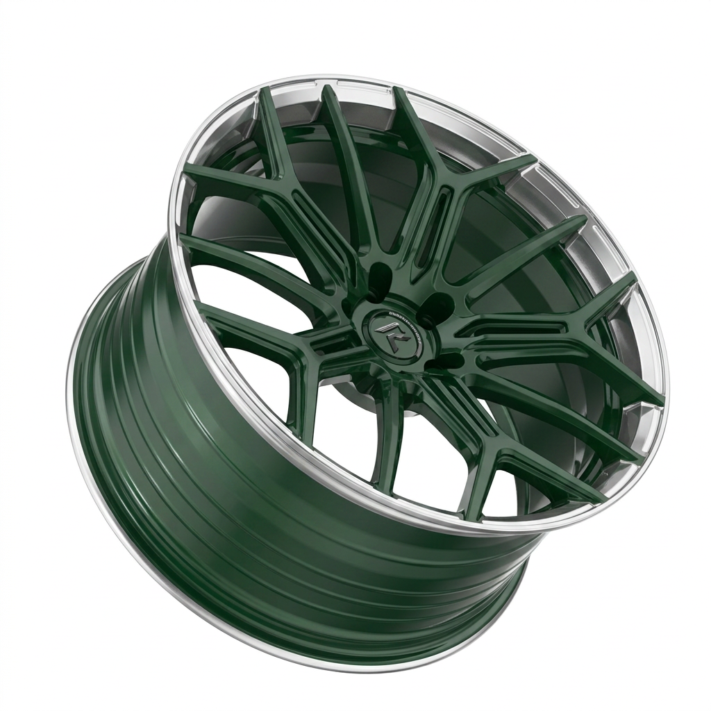 RZR LXXXVI forged wheel — British Racing Green / Polished Lip