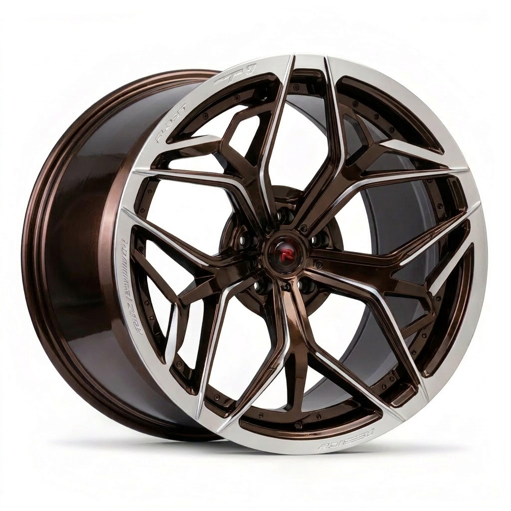 RZR XIII forged wheel — Gloss Chocolate Bronze / Polished Silver Face