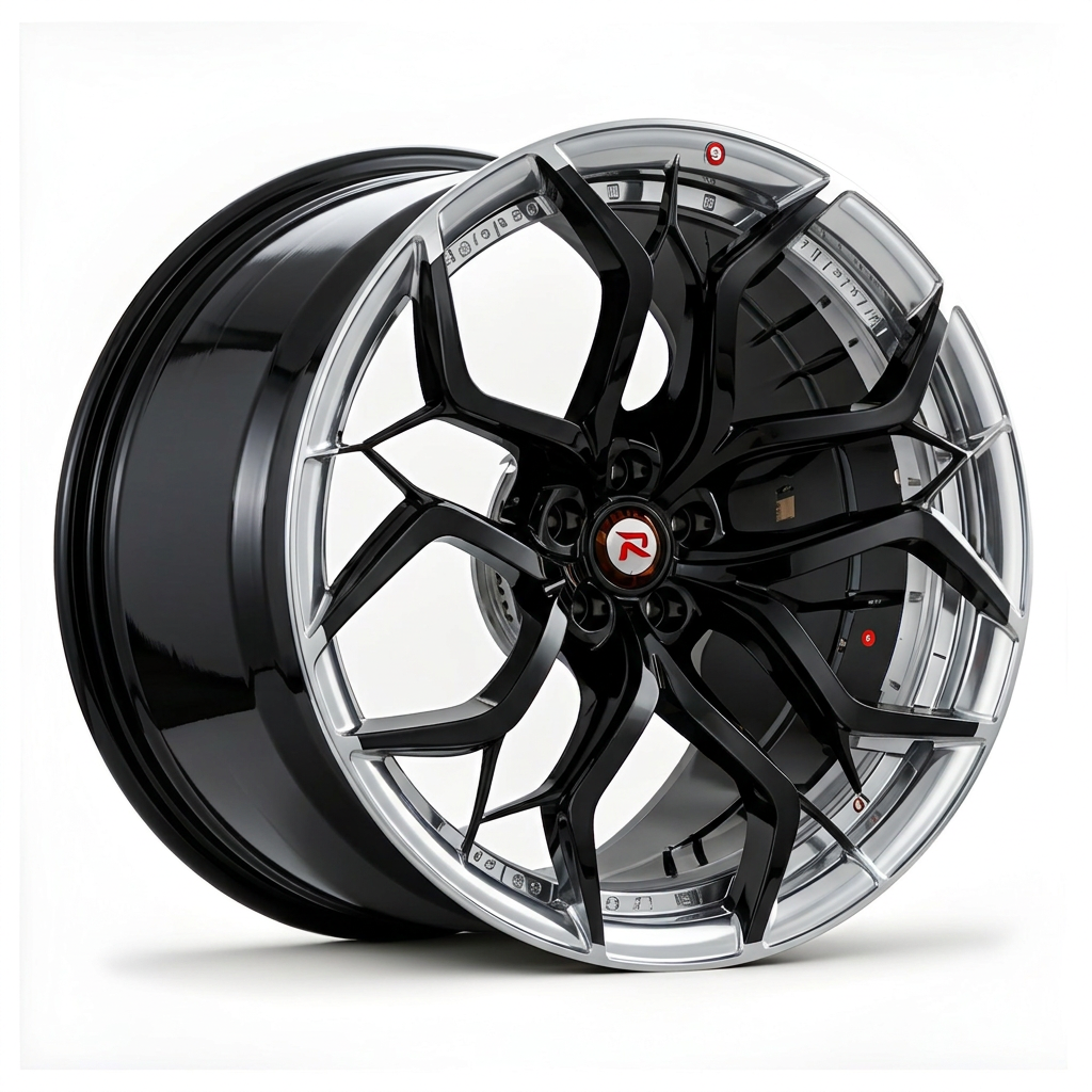 RZR XVIII forged wheel — Gloss Black / Polished Lip