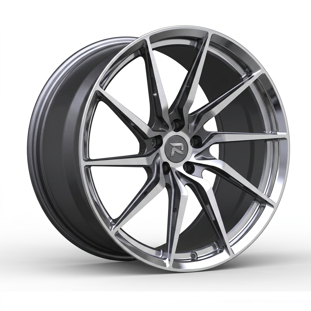 RZR CXLIV forged wheel — Graphite Machined / Polished Lip